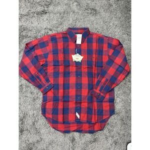 Levi's Flannel Buffalo Plaid Long Sleeve Button Up Men L Red Blue Outdoor Casual